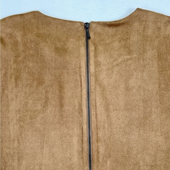 SPENSE Faux Suede Bohemian Studded Short Sleeve Midi Dress Neutral Hippie Size 8 - Picture 8 of 13